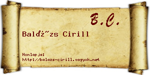 Balázs Cirill névjegykártya